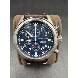 Jack Mason Men's Chronograph Watch Aviator Saddle Leather Strap JM-A102-018 VG+